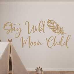 Boho Wall Decal - Decal Nursery - Vinyl Sticker - Feather Stay Wild Moon Child - thumbnail 2