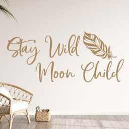 Boho Wall Decal - Decal Nursery - Vinyl Sticker - Feather Stay Wild Moon Child - thumbnail 3