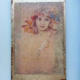 Alfons Mucha Art Nouveau Wood Wall Art Gold Gilded Laurel Girl - thumbnail 2