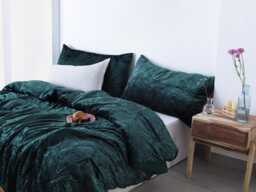 Emerald Green Burnout Velvet Duvet Cover, Boho Bedding Comforter Donna Luxury Set, Damask Bedspread - thumbnail 1
