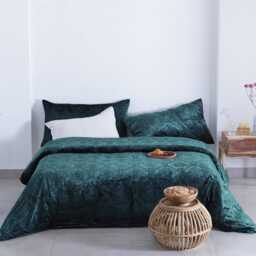 Emerald Green Burnout Velvet Duvet Cover, Boho Bedding Comforter Donna Luxury Set, Damask Bedspread - thumbnail 3