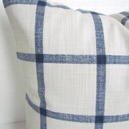 Blue Checked Farmhouse Pillow Covers Cobalt Throw Pillows Dark Blue Buffalo Check Denim Navy - thumbnail 2