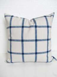 Blue Checked Farmhouse Pillow Covers Cobalt Throw Pillows Dark Blue Buffalo Check Denim Navy - thumbnail 1
