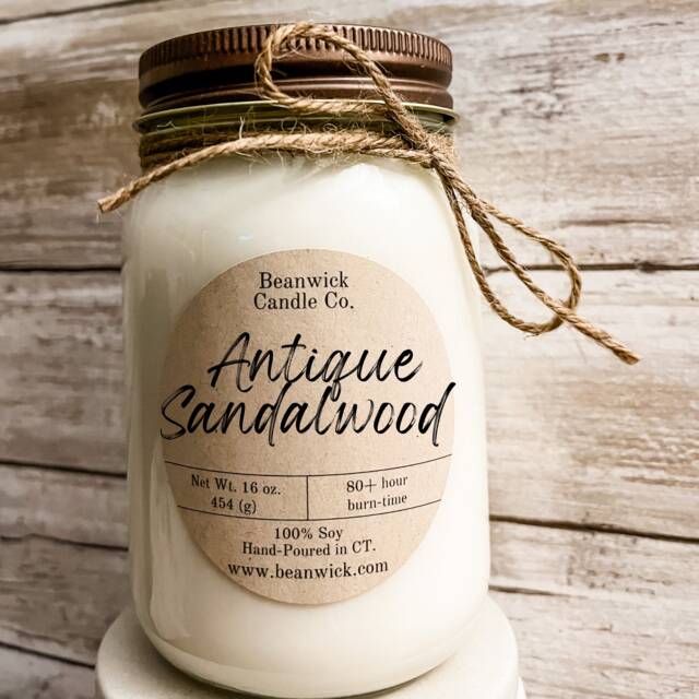 Antique Sandalwood Soy Candle - 16 Oz Mason Jar, 80+ Hour Burn - image 1