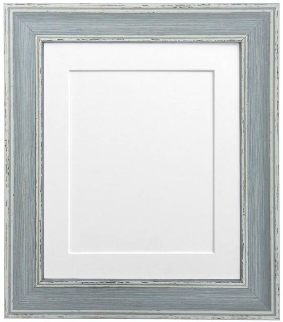 Scandi Blue Distressed Photo Frame With White Mount - image 1