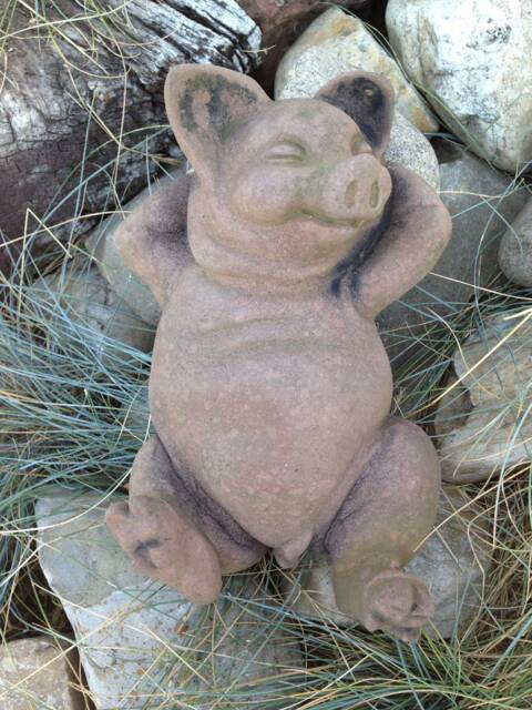Lazy Pig Animal Sculpture Figure Medium Art Sandstone Antique Look P 12 - image 1