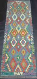 Runner Rug, Handmade Artisan Afghan Turkish Aztec Natural Wool Kilim Rug 252x82 cm - thumbnail 1