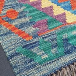 Runner Rug, Handmade Artisan Afghan Turkish Aztec Natural Wool Kilim Rug 252x82 cm - thumbnail 2
