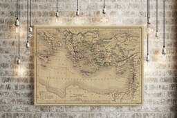 1847 Biblical Map Of Saint Paul Travels Region Rustic Decor Map Christian Wall Vintage Home Gift Idea - thumbnail 1