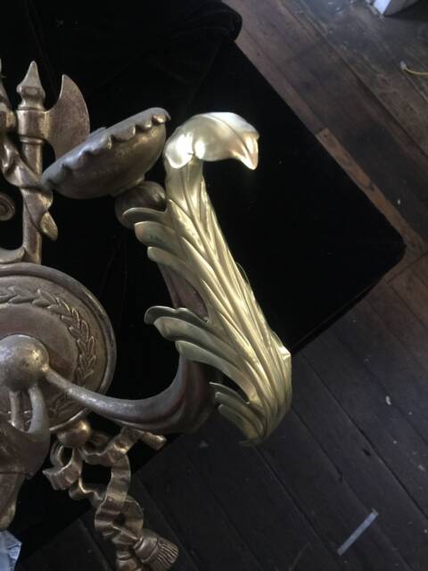 Rare Bold Brass Acanthus Leaf For Candelabra - 1 Pc - image 1