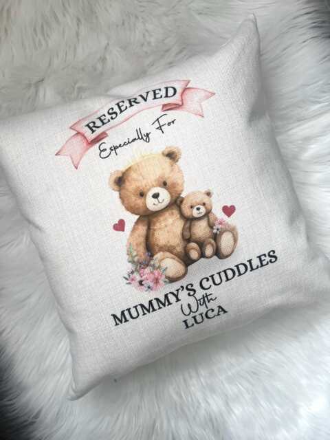 Mummy Gift Cushion Mother's Day Reserved For Bear Personalised - image 1