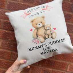 Mummy Gift Cushion Mother's Day Reserved For Bear Personalised - thumbnail 4