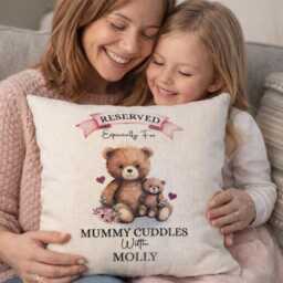 Mummy Gift Cushion Mother's Day Reserved For Bear Personalised - thumbnail 2
