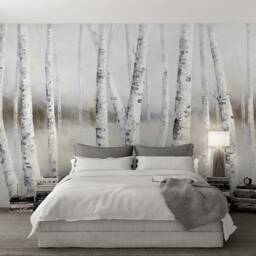 Birch Forest Wallpaper, Trunk Texture, Removable Wall Mural - thumbnail 2