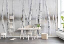 Birch Forest Wallpaper, Trunk Texture, Removable Wall Mural - thumbnail 1