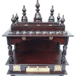 Handcrafted Wooden Pooja Ghar Wall Mounted Temple, Home Art Decor - thumbnail 4
