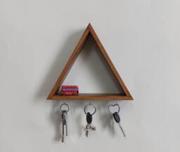 stylish Key Organizer - Handcrafted Geometric Wall Shelf - thumbnail 1