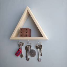 stylish Key Organizer - Handcrafted Geometric Wall Shelf - thumbnail 3