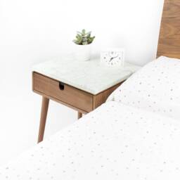 Nightstand With One Drawer in Solid Walnut/Oak Board & Top Marble - thumbnail 3
