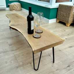 Live Edge Solid Oak Coffee Table With 4 Hairpin Legs - thumbnail 2