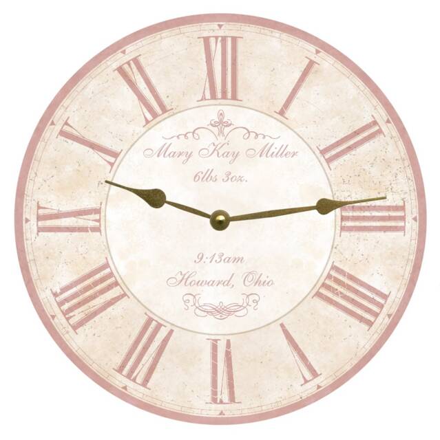 Pink Clock - Custom Birthdate Baby Shower Gift - image 1