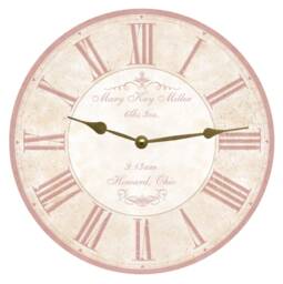 Pink Clock - Custom Birthdate Baby Shower Gift