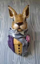 Commission - Dapper Hare Wall Mounted Animal Head Mixed Media Sculpture Hand-Made - thumbnail 1