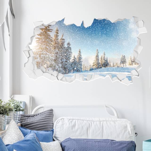 Nature Wall Sticker - Snowy Trees in Winter Broken Decal Home Decor Art - image 1