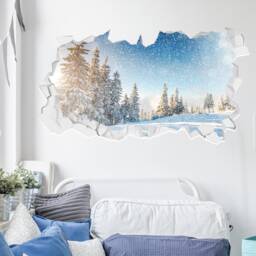 Nature Wall Sticker - Snowy Trees in Winter Broken Decal Home Decor Art - thumbnail 1