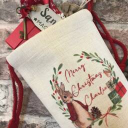 Personalised Christmas Stocking Babies 1St Kids Matching Family Gift Sack Peter Rabbit Style Traditional - thumbnail 2