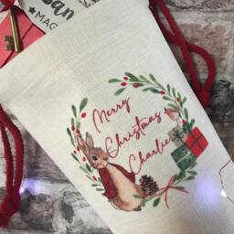 Personalised Christmas Stocking Babies 1St Kids Matching Family Gift Sack Peter Rabbit Style Traditional - thumbnail 3