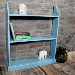 Solid Wood Bookcase Hand-Painted Blue Finish, Ready Assembled - thumbnail 2