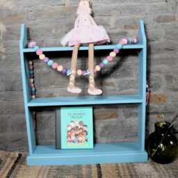 Solid Wood Bookcase Hand-Painted Blue Finish, Ready Assembled - thumbnail 3