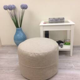 Linen Floor Pouf Ottoman Rustic Style Eco Furniture For Home Natural Linen Cover Scandnavian Hygge The Filling Is Not Including - thumbnail 2