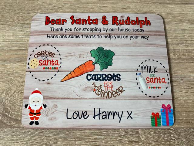 Christmas Eve Plate, Santa Treat Board, Milk For Santa, Personalised Board