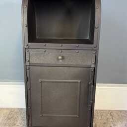 Industrial Bedside Cabinet, 1 Drawer Door Metal Nightstand, Retro Bedroom Table - thumbnail 2