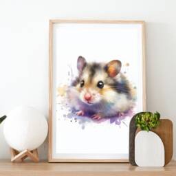 Dwarf Hamster Poster Set - Of 3 Prints - Watercolour Print Wall Hanging Decor Animal Art Pet Gifts - thumbnail 2
