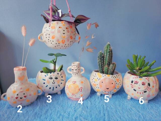 The Sun Babes Collection Handmade Ceramic Hanging Plant Pot, Succulent Cactus Home Decor Garden Decor. Pottery Gift. Sunshine. Sun - image 1