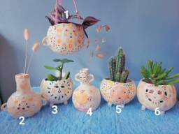 The Sun Babes Collection Handmade Ceramic Hanging Plant Pot, Succulent Cactus Home Decor Garden Decor. Pottery Gift. Sunshine. Sun - thumbnail 1