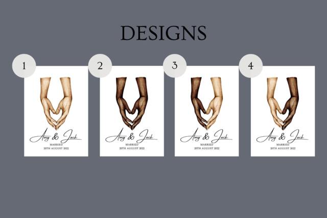Personalised Wedding Gift, Print, Holding Hands Anniversary Couples 1st Anniversary Gift - image 1
