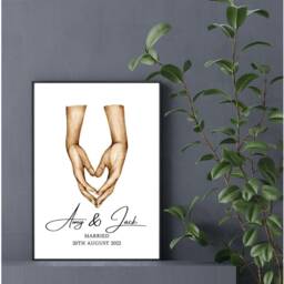 Personalised Wedding Gift, Print, Holding Hands Anniversary Couples 1st Anniversary Gift - thumbnail 2