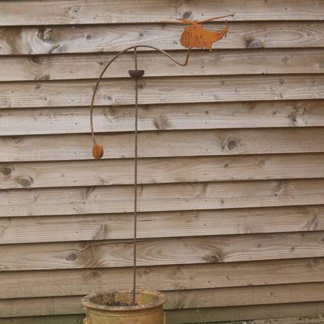 Rusty Metal Sea King Helicopter Wind Rocker - Garden Art - image 1