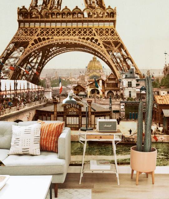 Eiffel Tower Removable Wallpaper, Wall Mural, France, Big City, Covering, Peel & Stick, Self Adhesive, Repositionable #91 - image 1