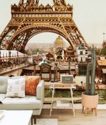 Eiffel Tower Removable Wallpaper, Wall Mural, France, Big City, Covering, Peel & Stick, Self Adhesive, Repositionable #91 - thumbnail 1