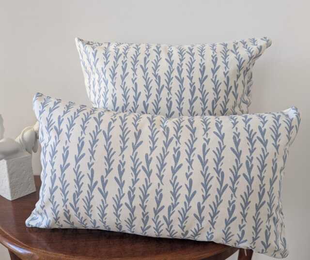 Pale Cream Denim Ivy Cotton Cushion Cover, Coastal Interiors, Handmade Scatter - image 1