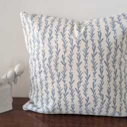 Pale Cream Denim Ivy Cotton Cushion Cover, Coastal Interiors, Handmade Scatter - thumbnail 2