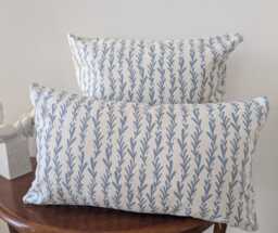 Pale Cream Denim Ivy Cotton Cushion Cover, Coastal Interiors, Handmade Scatter - thumbnail 1