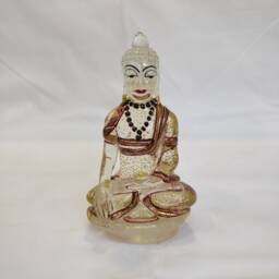 Crystal Gautam Buddha Shakyamuni Meditating Blessing Spiritual Figurine Zen Yoga Decor Home Gift - thumbnail 1