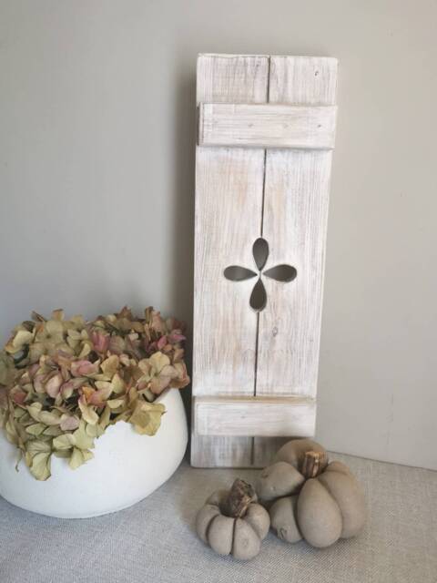 Wooden Shutter, Rustic Home Decor, Petal Design, Handmade Wooden Panels, Decorative Shutter Panel - image 1