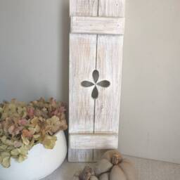 Wooden Shutter, Rustic Home Decor, Petal Design, Handmade Wooden Panels, Decorative Shutter Panel - thumbnail 2